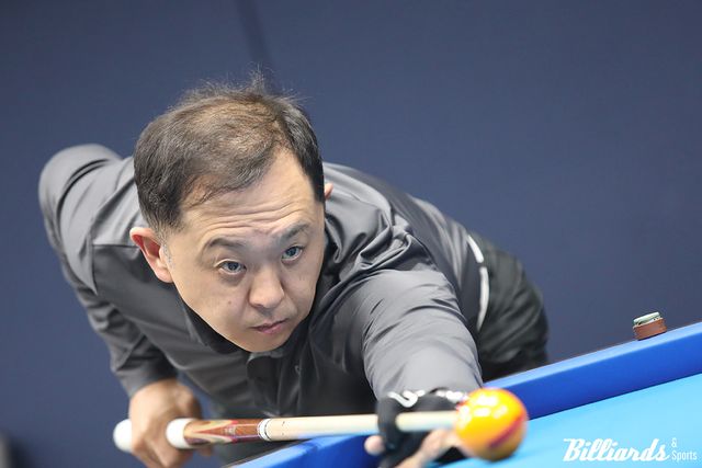 최한솔과 결승전 경기를 펼치고 있는 서대현. 서대현 역시 9년의 당구 선수 경력 중 처음으로 결승에 진출하는 쾌거를 이뤘다.&nbsp;