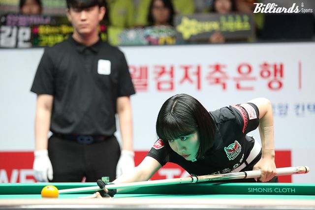 웰컴저축은행이 프로당구 PBA 팀리그 2라운드 7일 차 경기에서 휴온스를 꺾고 승점3을 획득, 막판 우승 경쟁의 변수로 등장했다.&nbsp; 사진=고양/이용휘 기자