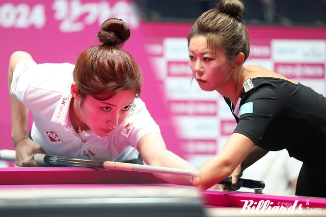 조예은(좌)이 2대회 연속으로 64강에서 김가영(우)과 맞붙는다. 사진=빌리어즈앤스포츠DB