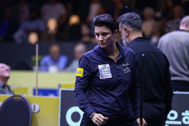 '철녀' 테레사 클롬펜하우어(네덜란드)가 '베겔 3쿠션 당구월드컵 2024' 예선 1라운드에 출전했다.&nbsp; 사진=SOOP 제공