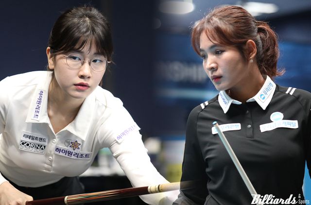 'LPBA 여왕' 이미래(왼쪽)와 스롱 피아비(오른쪽)가 부활의 승부처에서 만났다.&nbsp; 사진=고양/이용휘 기자