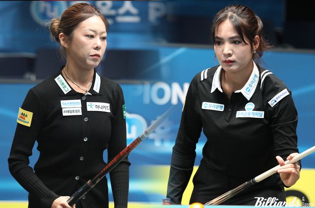 '당구 여제' 김가영(하나카드·왼쪽)과 '캄보디아 당구 영웅' 스롱 피아비(우리금융캐피탈)가 5차 투어 '휴온스 LPBA 챔피언십' 준결승에서 대결한다. 두 선수 중 승리자는 권발해(에스와이)-오지연의 도전자 그룹의 최후의 1인과 우승상금 4000만원을 걸고 7전 4선승제로 결승전을 치른다.&nbsp; 사진=고양/이용휘 기자