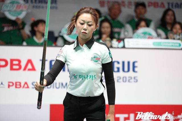 김가영(하나카드)이 3라운드 2호 퍼펙트큐를 달성하며 팀 승리를 견인했다. 사진=이용휘 기자