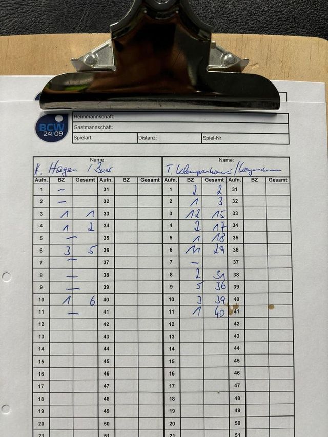 해당 경기 기록지.