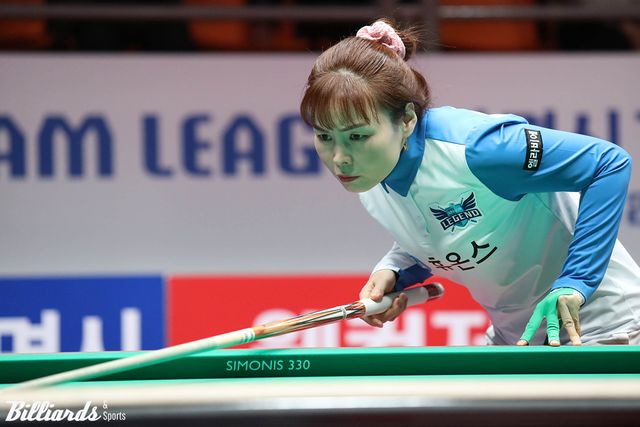 2세트 여자복식에서 '3쿠션 세계챔피언' 출신 이신영은 전날 SK렌터카전에 이어 이번 경기도 혼자 8점을 득점하며 맹활약했다.