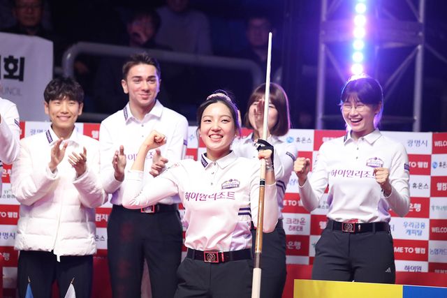 팀리그 데뷔 후 단식전 첫 승리를 거둔 전지우(하이원리조트).