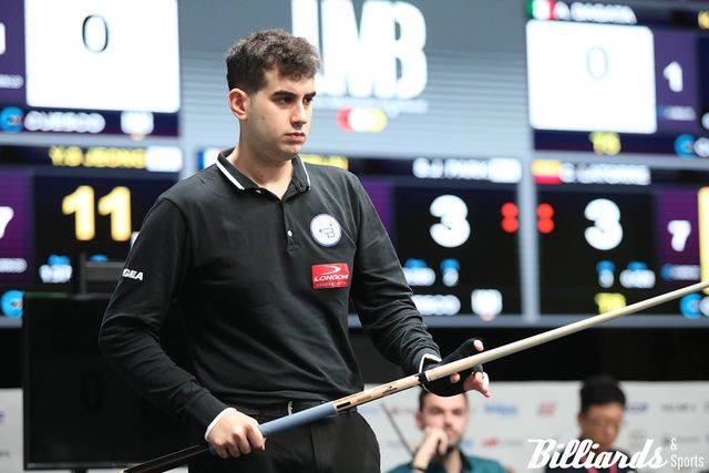 알레시오 다가타는 지난 11월 4일부터 한국에서 열린 '서울 세계3쿠션당구월드컵'에서 PPPQ부터 시작해 Q라운드까지 오르며 최고 성적을 올렸다. 사진은 '서울당구월드컵'에 출전한 다가타.&nbsp;