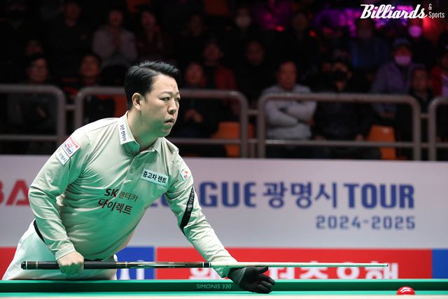 SK렌터카가 2패 후 2연승을 거두며 선두권 진입의 발판을 만들었다. 주장 강동궁은 3세트에 다니엘 산체스(스페인)에게 15:1로 승리를 거두고 팀의 2연승을 견인했다.&nbsp; 사진=광명/이용휘 기자