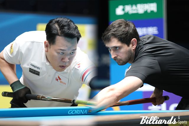 나란히 시즌 3승을 노리는 강동궁(SK렌터카)과 다비드 마르티네스(크라운해태)가 128강을 통과하고 64강에 올랐다. 사진=이용휘 기자