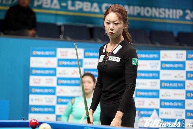 풀세트 접전 끝에 21연승을 올리고 8강 진출에 성공한 김가영(하나카드).&nbsp; 사진=고양/이용휘 기자