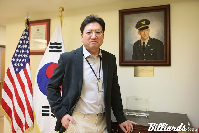 평택 험프리 미군기지에서 근무 중인 성혁기 심판. 사진=평택/이용휘 기자