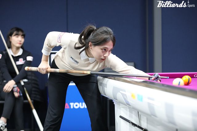지난 시즌 9차 투어 '크라운해태 챔피언십' 32강에서 최혜미(웰컴저축은행)를 꺾고 처음으로 32강에 진출한 정보윤.