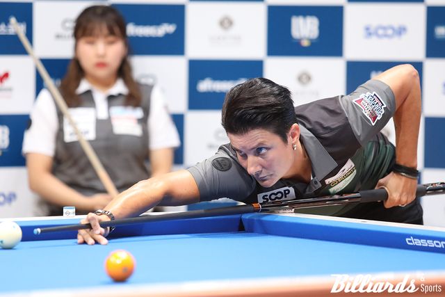 지난 8월 한국에서 열린 '월드 3쿠션 서바이벌 레이디스'에 출전한 클롬펜하우어.