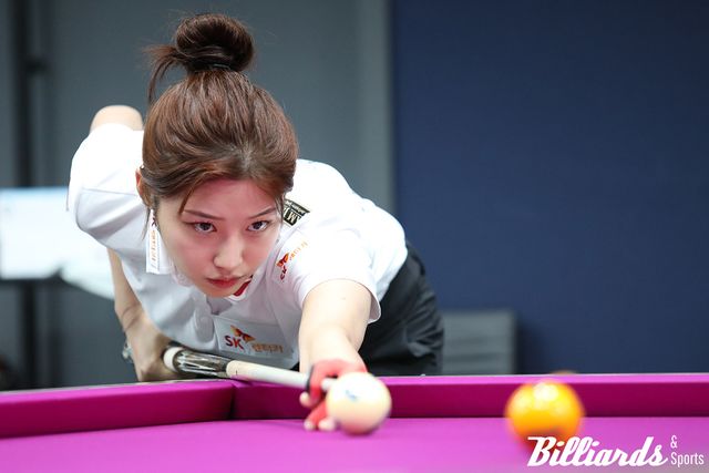 이번 시즌 4개 대회 연속으로 64강에서 김가영(하나카드)에게 패해 고배를 마신 조예은(SK렌터카). 사진=이용휘 기자