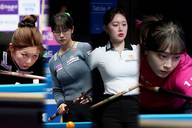 '하이원리조트 LPBA 챔피언십' 4강에 오른 김가영(하나카드), 이미래(하이원리조트), 김보미(NH농협카드), 정보윤1. 사진=PBA