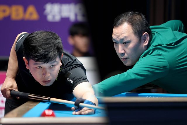 프로투어 첫 8강에 오른 구자복(좌)과 신기웅(우). 사진=PBA