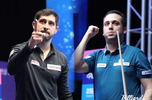 다비드 마르티네스(왼쪽)와 다비드 사파타(오른쪽)가 프로당구 투어에서 처음으로 결승에서 '스페인 더비'를 벌인다.&nbsp; 사진=정선/이용휘 기자