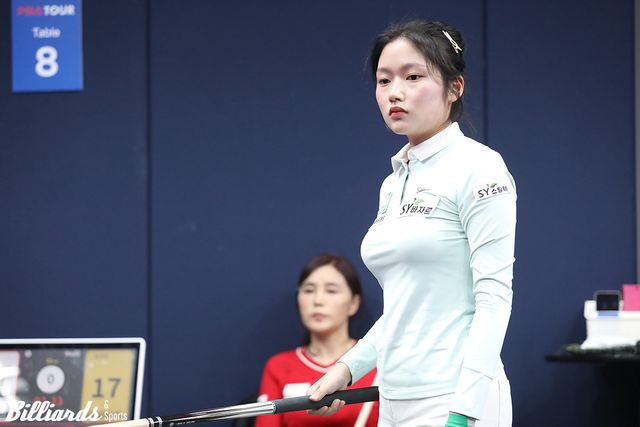 박지현과 64강 대결을 벌인 한지은이 23:17로 리드했으나 마지막 이닝에서 23:24로 역전패 당하고 말았다. 사진=고양/이용휘 기자