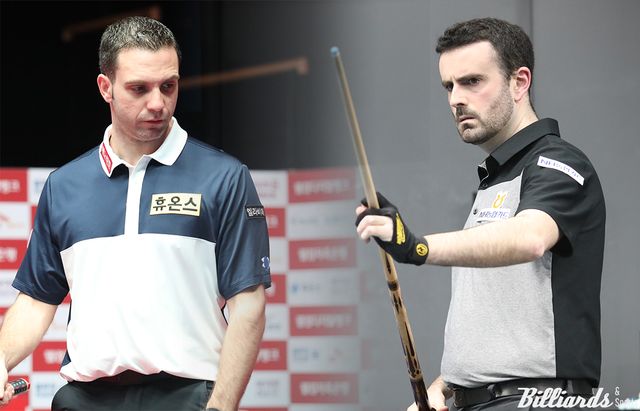 스페인의 마지막 남은 하비에르 팔라존(휴온스)과 안토니오 몬테스(NH농협카드)가 승부치기에서 패하면서 이번 9차 투어에서 2년 만에 스페인 없는 32강전이 치러지게 됐다.&nbsp; &nbsp;사진=빌리어즈앤스포츠 DB