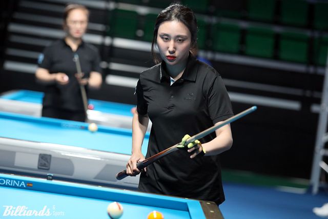 막 올린 '웰컴저축은행 웰뱅 LPBA 챔피언십'. 사진은 예선 1라운드 첫 턴 승자 황진선.&nbsp; 빌리어즈앤스포츠 자료사진