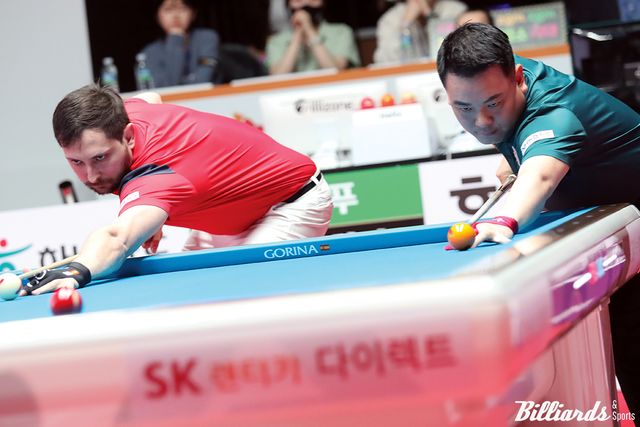 조재호와 다비드 마르티네스(크라운해태)의 결승전 뱅킹. 두 선수의 승부도 풀세트의 아주 치열한 대결이었는데, 조재호가 마지막 9세트를 승리하며 우승을 차지했다.