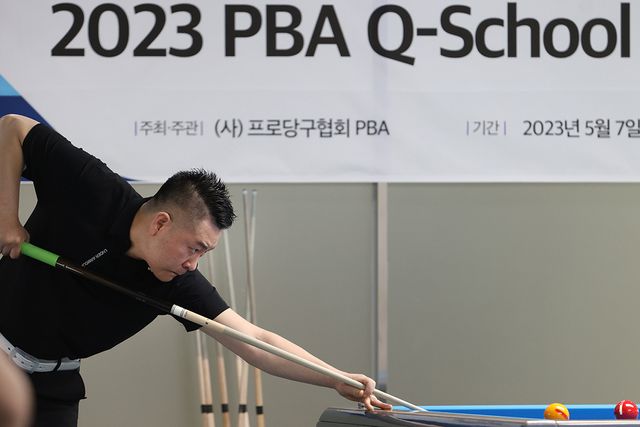 '20923 PBA 큐스쿨'에 출전한 서현민. 서현민은 2라운드 둘째 날 큐스쿨을 통과해 1부 시드를 받았다. 사진=PBA 제공