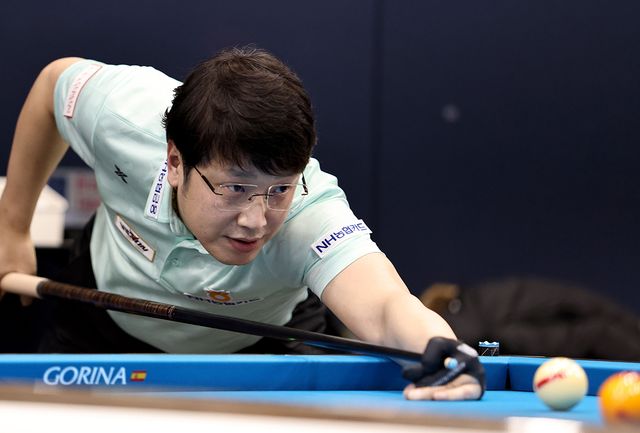 큐스쿨서 1부투어 잔류를 노리는 오성욱. 사진=PBA 제공
