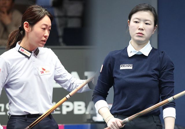 2024-25시즌 LPBA 개막전 첫날 애버리지 1.923을 기록한 히다 오리에(왼쪽)와 이지연1(오른쪽).&nbsp; 빌리어즈앤스포츠 DB