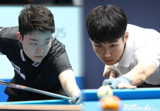 프로당구 2차 투어 '하나카드 PBA 챔피언십' 128강에서 16세의 '최연소 파이널리스트' 김영원(사진 왼쪽)과 '24세 영건' 장현준(오른쪽)이 맞붙는다.&nbsp; &nbsp;빌리어즈앤스포츠 DB