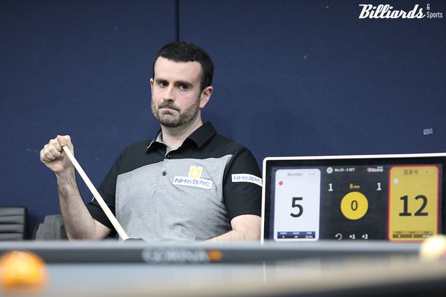 몬테스는 4세트를 어렵게 승리한 뒤 승부치기에서 3점을 득점하고 '애버리지 2.400'을 친 정호석을 꺾었다.