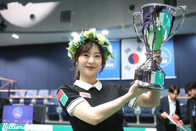 '엄마 당구선수' 김상아가 여자 프로당구 24-25시즌 2차 투어 '하나카드 LPBA 챔피언십'에서 첫 우승을 차지했다.&nbsp; 사진=고양/이용휘 기자