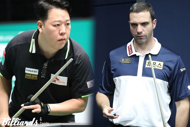 '헐크' 강동궁과 '하나카드 챔피언' 하비에르 팔라손이 각각 8강을 통과하고 4강에서 맞붙는다. 사진=고양/이용휘 기자