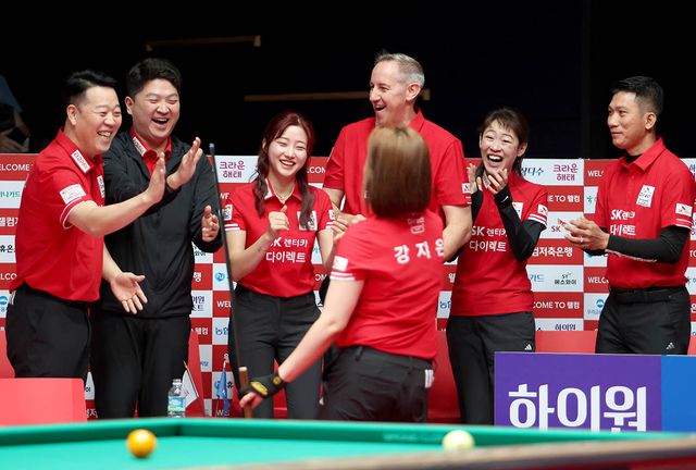 승리 후 환호하는 SK렌터카. 사진=PBA 제공