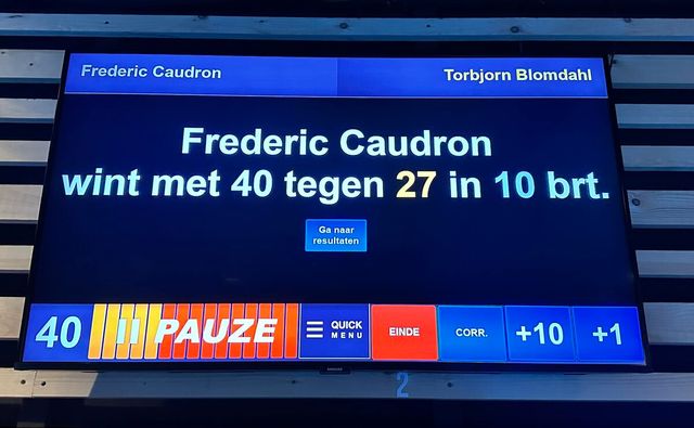 쿠드롱이 블롬달을 상대로 애버리지 4.000의 승리를 거두었다.&nbsp; 사진=프레데리크 쿠드롱 제공