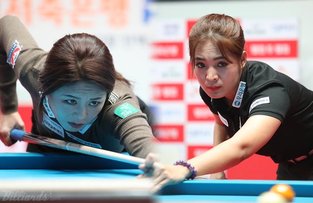 김가영(하나카드)과 스롱 피아비(우리금융캐피탈)가 마지막 정규투어 '웰컴저축은행 LPBA 챔피언십' 16강전에 나란히 진출했다.&nbsp; 사진=고양/이용휘 기자