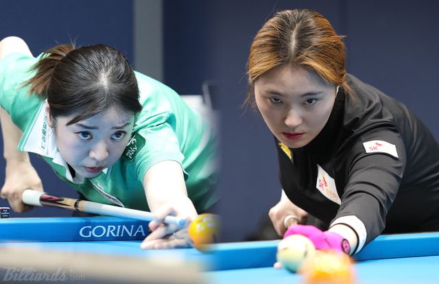 이번 시즌 개막전 8강에서 맞붙었던 사카이 아야코(하나카드)와 강지은(SK렌터카)이 마지막 정규투어 16강전에서 다시 승부를 벌인다.&nbsp; 사진=고양/이용휘 기자