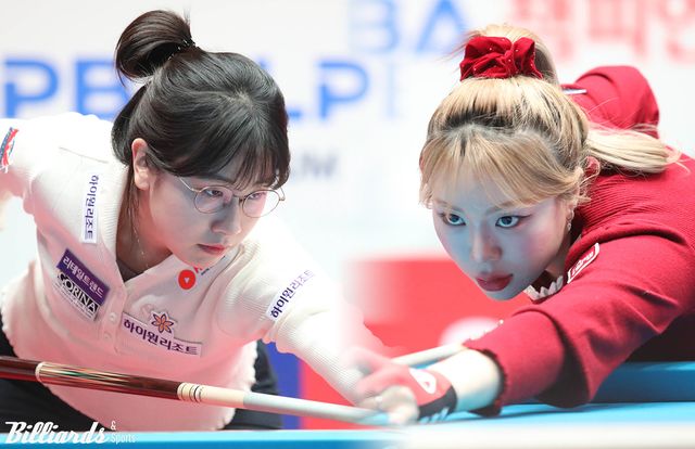 '원조 LPBA 여왕' 이미래(하이원리조트·왼쪽)와 '최연소 LPBA 투어 챔피언' 김예은(웰컴저축은행·오른쪽)이 8차 투어 8강에서 첫 맞대결을 벌인다.&nbsp; 사진=고양/이용휘 기자