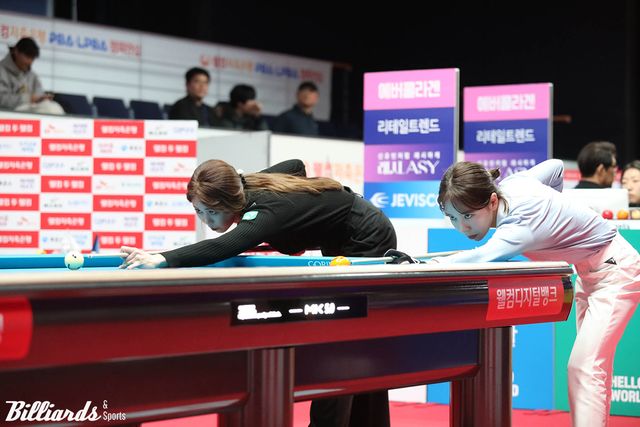 김가영 vs 김민영 8강전 뱅킹 장면.