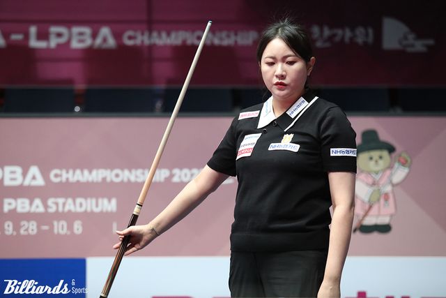 김민아(NH농협카드)가 두 대회 연속 32강에서 승부치기 0 대 1 패배를 당하며 부진을 이어갔다.&nbsp; 사진=고양/이용휘 기자