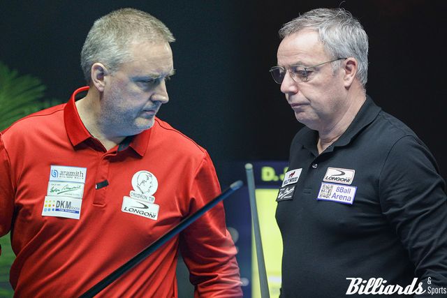 프레데리크 쿠드롱(벨기에)과 딕 야스퍼스(네덜란드)가 앤트워프 3쿠션 당구월드컵 32강전에서 모두 한국 선수에게 패했다. 사진=SOOP 제공