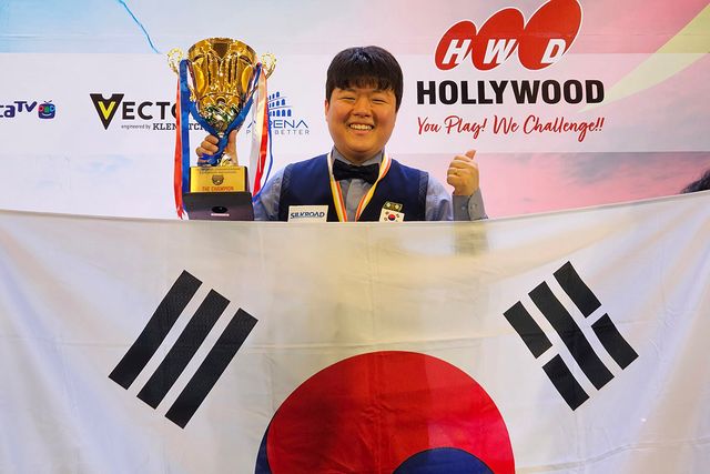 지난해 제76회 세계3쿠션선수권대회에서 우승을 차지한 조명우가 2년 연속 우승과 동시에 '캘린더 그랜드슬램'에 도전한다. 사진=대한당구연맹 제공