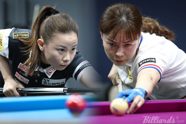 응우옌호앙옌니(왼쪽·에스와아)와 전 3쿠션 세계챔피언 이신영(휴온스·오른쪽)이 6차 투어 64강에서 맞붙는다.&nbsp; 사진=고양/이용휘 기자