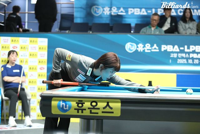 김가영은 54.5%의 높은 공격성공률을 기록하며 애버리지 1.173으로 승리했다.