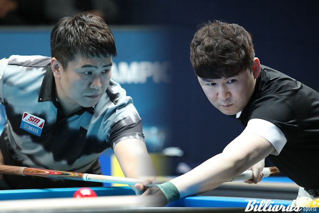 6차 투어 휴온스 PBA 챔피언십 8강에 진출한 한국의 박주선(왼쪽)과 주시윤.&nbsp; 사진=고양/이용휘 기자