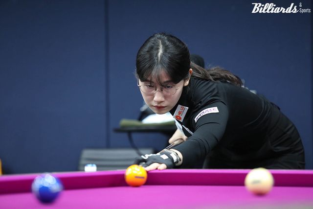 이미래(하이원리조트)가 5차 투어 8강전에서 김정미를 3-2로 꺾고 10개월 만에 LBPA 투어 준결승에 진출했다.&nbsp; 사진=고양/이용휘 기자