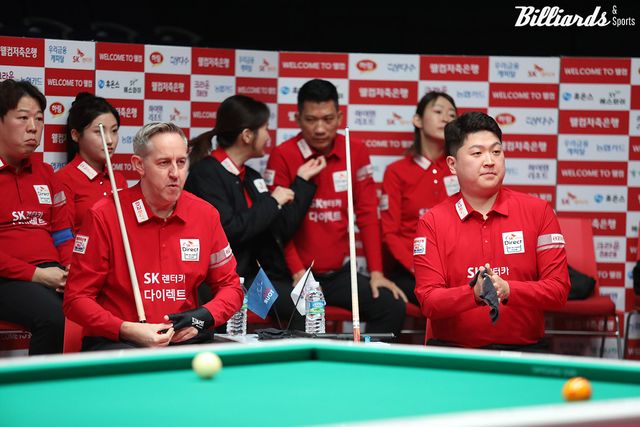 1세트 남자복식을 승리한 에디 레펀스(벨기에)와 조건휘.