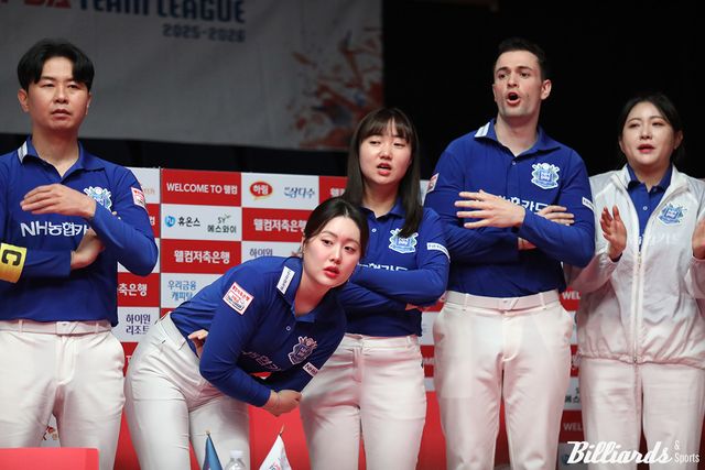 NH농협카드 선수들. 왼쪽부터 김현우1 김보미 황민지 이반 마요르(스페인) 김민아.