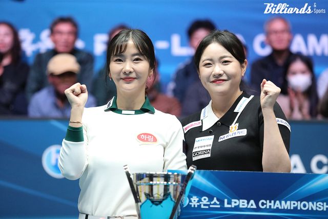 앞서 6차 투어를 우승한 김민아(NH농협카드·오른쪽)와 준우승한 김상아(하림·왼쪽)은 일본의 '하이원리조트 LPBA 챔피언십' 챔피언 두 명과 일전을 벌일 전망이다.