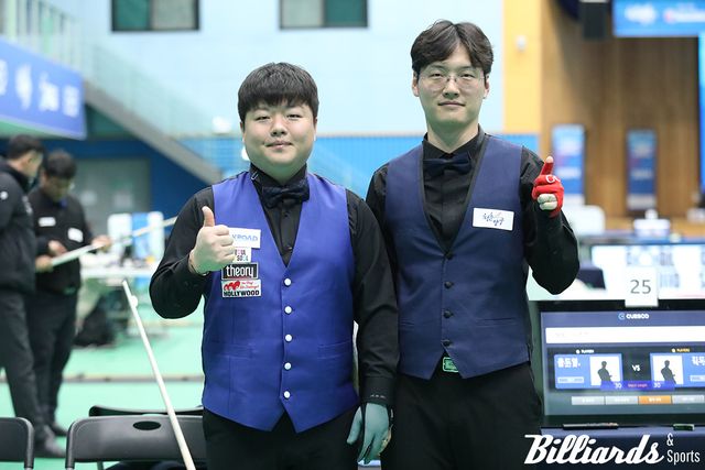 조명우-윤도영이 올해 첫 대회였던 ‘국토정중앙배 전국당구대회’ 캐롬 3쿠션 복식전 우승에 이어, 올해 마지막 전국대회인 ‘대한체육회장배’에서도 정상에 오르며 2025년의 시작과 끝을 장식했다. 사진=양구/김민영 기자
