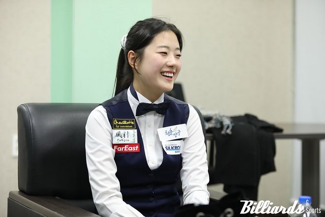 '대한체육회장배 전국당구대회' 캐롬 3쿠션 여자 개인전 우승을 차지한 허채원이 우승자 기자회견을 하고 있다. 사진=양구/이용휘 기자